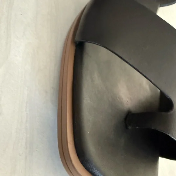 Franco Sarto Black Leather Sandals Womens size 13 M Preowned - Picture 5 of 9